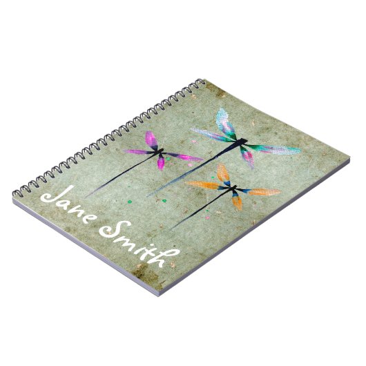 Carnet Jolie libellule aquarelle rustique (Côté gauche)