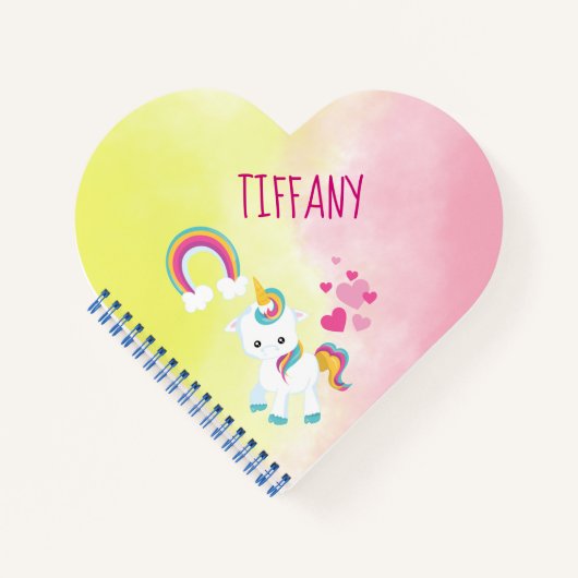 Carnet Jolie licorne rose et jaune (Devant)