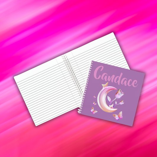 Carnet Jolie Lune, Papillon, Floral - Monogramme |