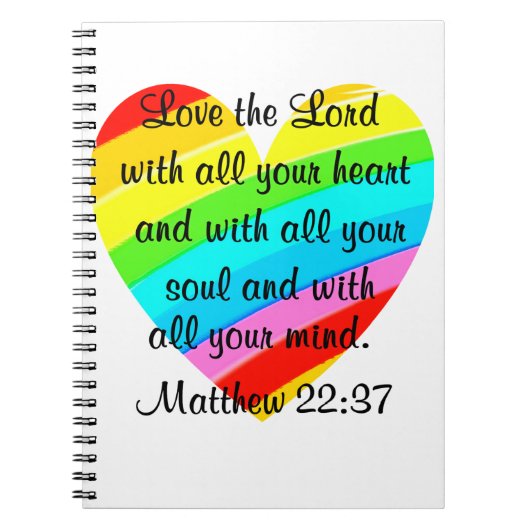 CARNET JOLIE MATTHEW 22:37 LOVE HEART DESIGN (Devant)