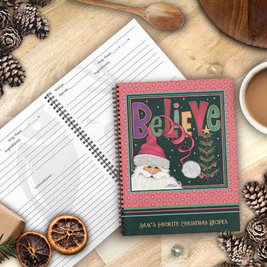 Carnet Jolie Père Noël Christmas Rose Girly Recette