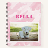 Carnet Jolie photo abstraite de chien rose et nom (Devant)