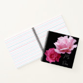 Carnet Jolie rose rose rose fleurs noir tendance boho (Intérieur)