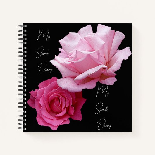 Carnet Jolie rose rose rose fleurs noir tendance boho (Devant)
