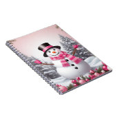 Carnet Jolie scène de bonhomme de neige rose Noël (Côté Droit)