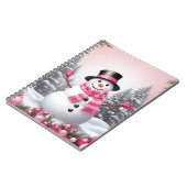 Carnet Jolie scène de bonhomme de neige rose Noël (Côté gauche)
