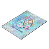 Carnet Jolie Sirène Bleue Rose Fille Nom Dos École (Côté gauche)