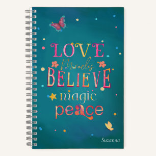 Carnet Jolie typographie Papillons Nom