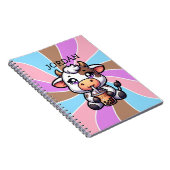 Carnet Jolie vache bébé Boire Boba Kawaii Cartoon (Côté Droit)