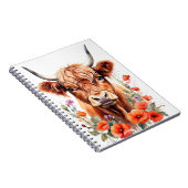 Carnet Jolie Vache Highland Et Fleurs De Pavot Aquarelle (Côté Droit)