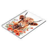 Carnet Jolie Vache Highland Et Fleurs De Pavot Aquarelle (Côté gauche)