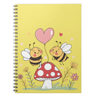 Carnet Jolies abeilles de dessin animé avec ballon en for