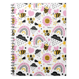 Carnet Jolies abeilles et arcs-en-ciel