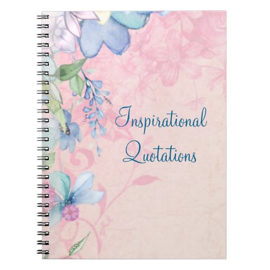 Carnet Jolies citations florales rose et bleu (Devant)