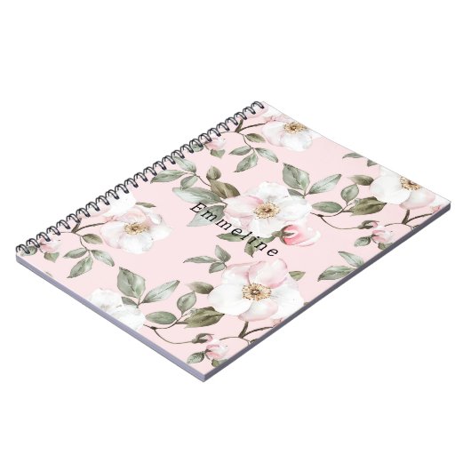 Carnet Jolies fleurs blanches roses (Côté gauche)