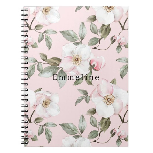 Carnet Jolies fleurs blanches roses (Devant)