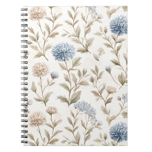 Carnet Jolies Fleurs Bleues Crème (Devant)