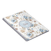 Carnet Jolies Fleurs Bleues Crème Beige Marron (Côté Droit)