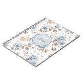 Carnet Jolies Fleurs Bleues Crème Beige Marron (Côté gauche)