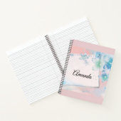 Carnet Jolies fleurs bleues sur Arrière - plan rose (Intérieur)
