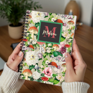 Carnet Jolies fleurs champignon champignons beige jardin