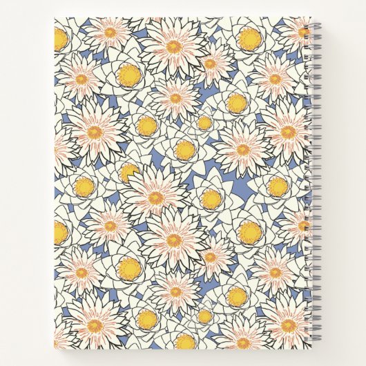Carnet Jolies fleurs rétro l Elégant motif l Bleu (Dos)