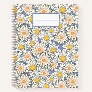 Carnet Jolies fleurs rétro l Elégant motif l Bleu