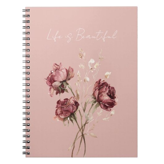 Carnet Jolies Fleurs Rouge Bourgogne (Devant)