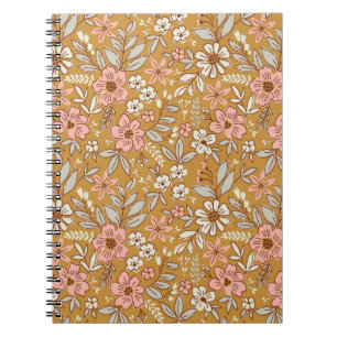 Carnet Jolies fleurs sur or sans couture motif