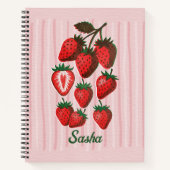 Carnet Jolies fraises et rayures au Risographe avec nom p (Devant)