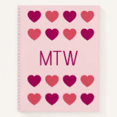 Carnet Jolies Initiales Monogramme Cœurs Roses (Devant)