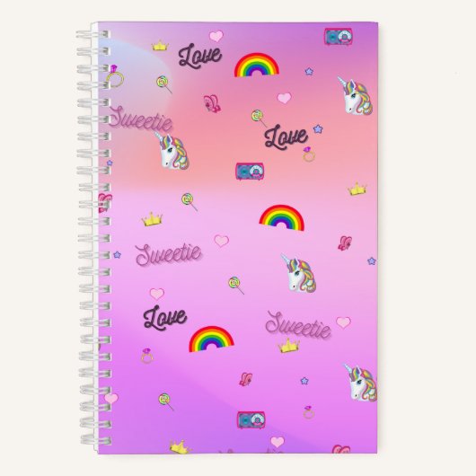 Carnet Jolies licornes, arcs-en-ciel, grand régime (5,5 p (Recto)