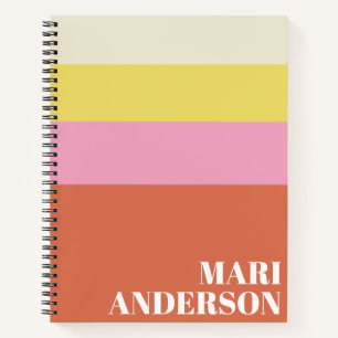 Carnet Jolies rayures roses et orange moderne personnalis