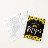 Carnet Jolies tournesols et recettes en bois rustique (Intérieur)