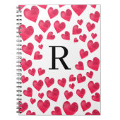Carnet Jolis cœurs de la Saint-Valentin avec monogramme (Devant)
