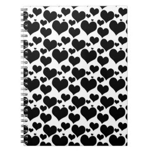 Carnet Jolis cœurs noirs sur fond blanc pour votre Saint-
