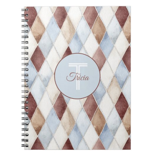 Carnet Jolis Diamants Bleus Crème Brun Tan (Devant)