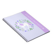 Carnet Jolis Fleurs de Licorne Violette Nom Personnalisé (Côté Droit)