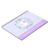 Carnet Jolis Fleurs de Licorne Violette Nom Personnalisé (Côté gauche)