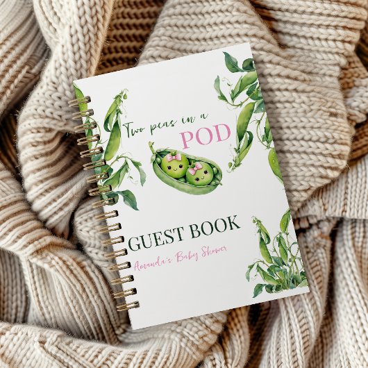Carnet Jolis jumeaux bébé fille roses Shower Invité