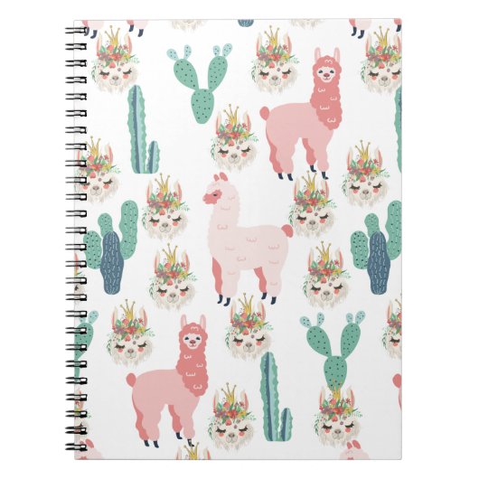 Carnet Jolis Lamas Roses et Cactus Verts (Devant)