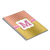 Carnet Jolis points scintillants dorés et rayures roses (Côté Droit)