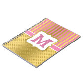 Carnet Jolis points scintillants dorés et rayures roses (Côté gauche)