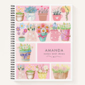 Carnet Jolis pots de fleurs roses élégants modernes (Devant)