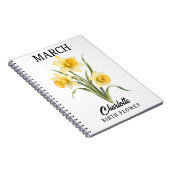 Carnet Jonquille botanique fleur de naissance de mars (Côté Droit)