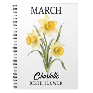 Carnet Jonquille botanique fleur de naissance de mars