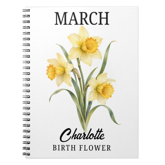 Carnet Jonquille botanique fleur de naissance de mars (Devant)