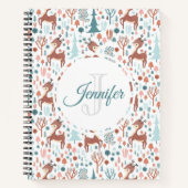Carnet Jote Deer dans la forêt lunaire Motif Monogramme (Devant)