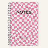 Carnet Jote Girly Rose Wavy Check Nom Monogrammé (Recto)