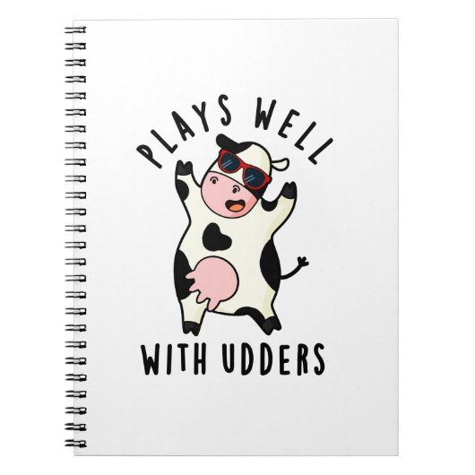 Carnet Joue Bien Avec Les Udders Funny Cow Pun (Devant)